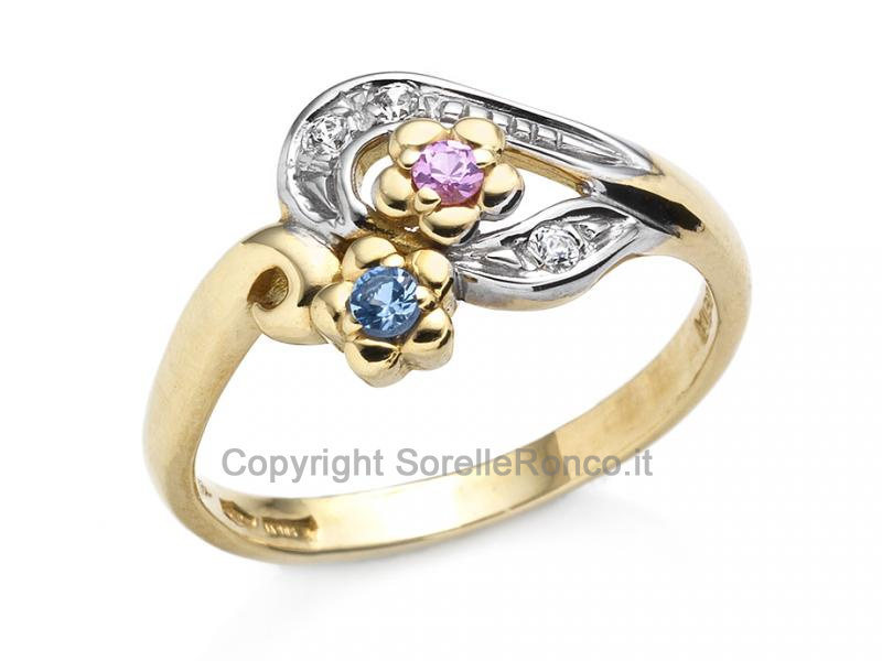 ANELLO FIORE E FOGLIE STILIZZATE